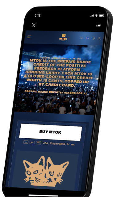 Positive Feedback app on iPhone showing mtok.ai