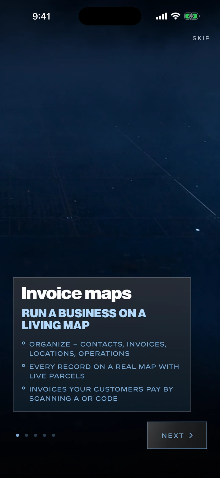 Positive Feedback&trade; app on iPhone — Invoice maps — run a business on a living map